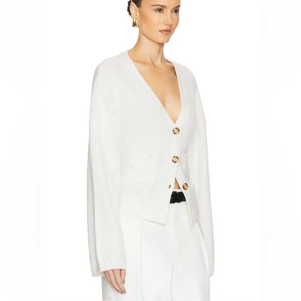 HELSA Sanna Cardigan Ivory White Button-Up sweater Revolve NWT $298 S
